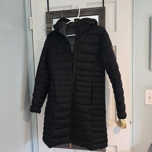 SAVE THE DUCK Black Hooded Puffer Coat